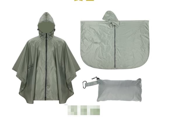 INF Vanntett turponcho med hette, lett regnfrakk for utendørs camping