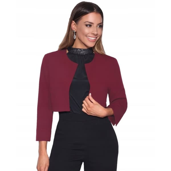 Krisp Womens/Ladies Bow Cropped Evening Shrug Wine 10 UK