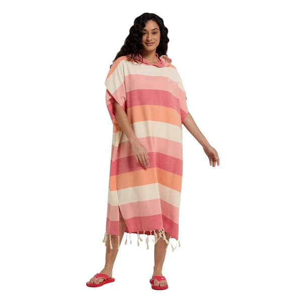 Animal Womens/Ladies Talia Contrast Striped Recycled Tassel Poncho Pink One Size