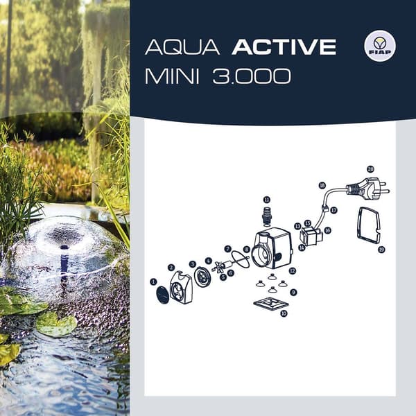 FIAP 2717 Aqua Active Mini SET 3000 Springbrunnspump, Vattenspelpump 3000 l/h