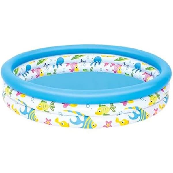 Uppblåsbar plaskpool - BESTWAY - Reef Crew™ - 1,22 m x 25 cm - Färgglad design - Stabil struktur