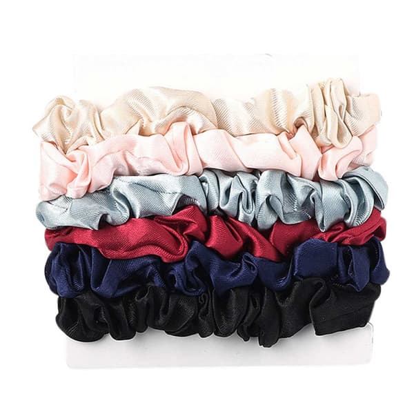 6-pack Scrunchies Hårsnoddar Svart Blå Röd