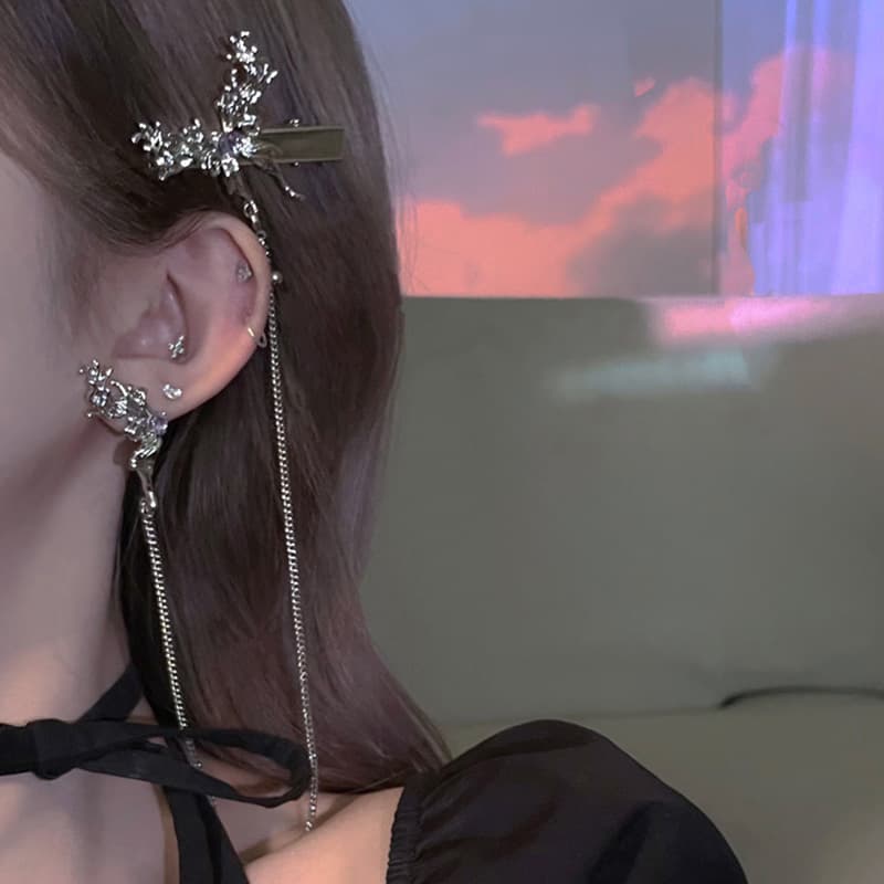 2 i 1 Butterfly Tofs Örhänge och hårklämma