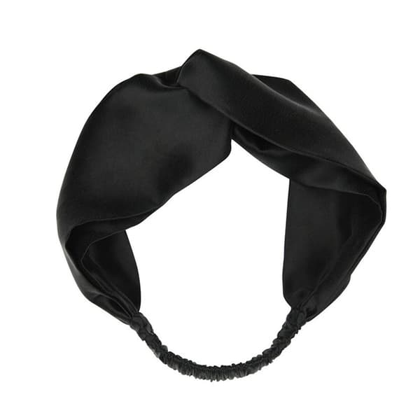 Elastisk snoet silke pandebånd Sort