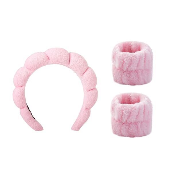 INF Hudvård Pannband Armbandsset Rosa
