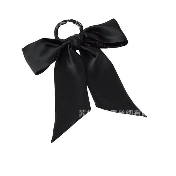INF Luksuriøs Dobbeltlags Silke Hårbånd Scrunchie Sort