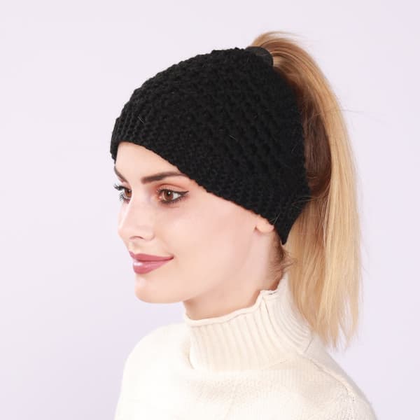INF Chunky Knit pandebånd, varm vinter hovedindpakning til kvinder 0 Sort