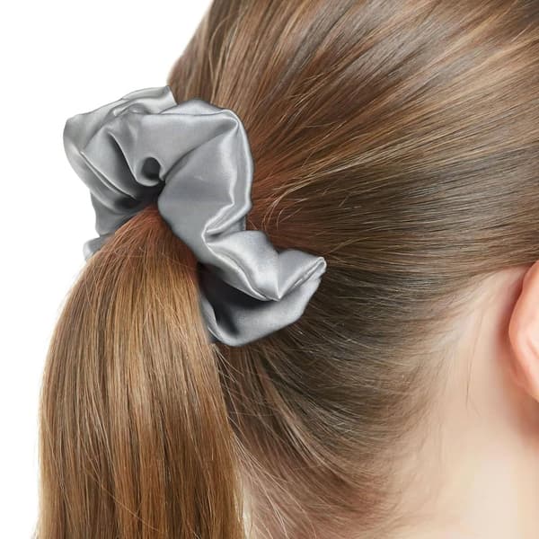 INF Sølv laser holografisk scrunchie sæt (stort og lille)