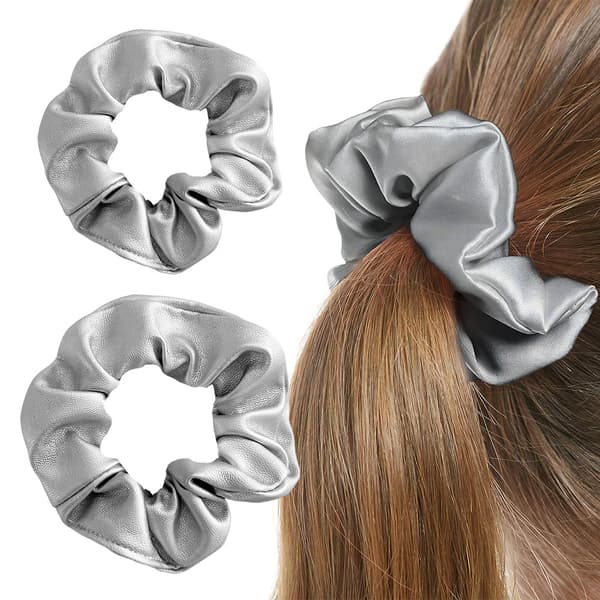 INF Sølv laser holografisk scrunchie sæt (stort og lille)