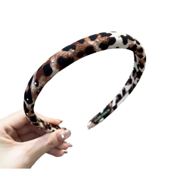 INF 10-delt rhinestone pannebåndsett med leopardtrykk