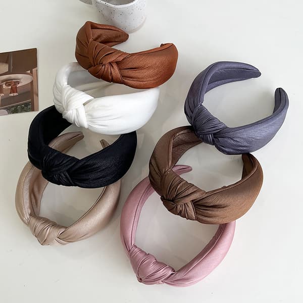 INF 7-delt knudet pandebåndsæt - sort, brun, hvid, lyserød, lilla, beige og kaffe
