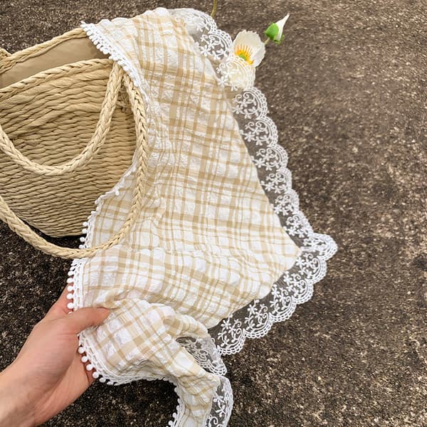 INF Rutig triangelscarf Snygg huvudduk för kvinnor