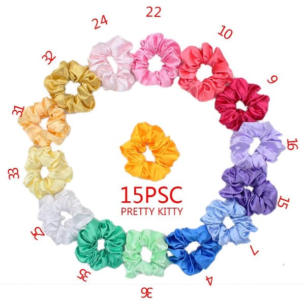 INF Sæt med 15 satin-hårbånd - Multifarvede hår accessories