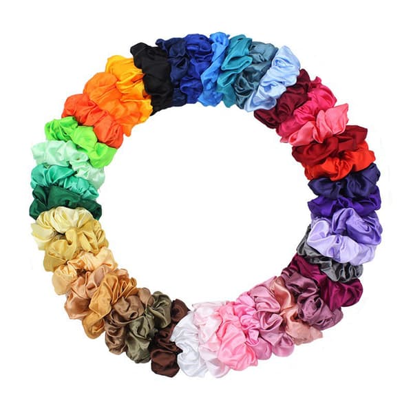 INF Satin Scrunchies til Håret, 40 Stk. Farverige Hårelastikker Sæt