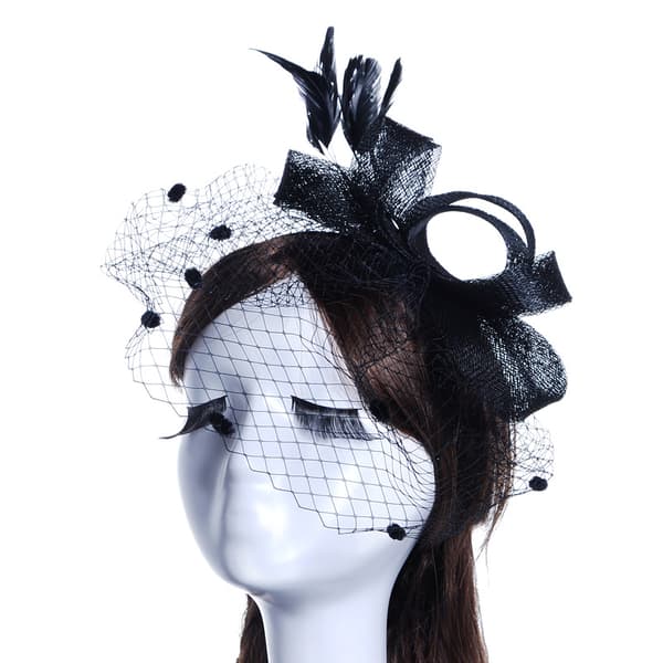 INF Elegant fascinatorhatt i mesh med fjädrar
