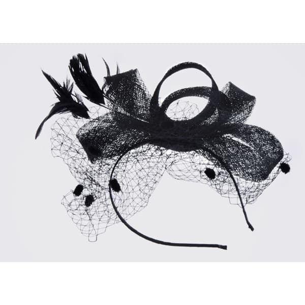 INF Elegant fascinatorhatt i mesh med fjädrar