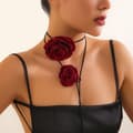 Miniatyrbilde 4 av 11: INF Rose Choker Halskjede, Fløyel Rose Kragekjede for kvinner