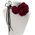 Miniatyrbilde 2 av 11: INF Rose Choker Halskjede, Fløyel Rose Kragekjede for kvinner