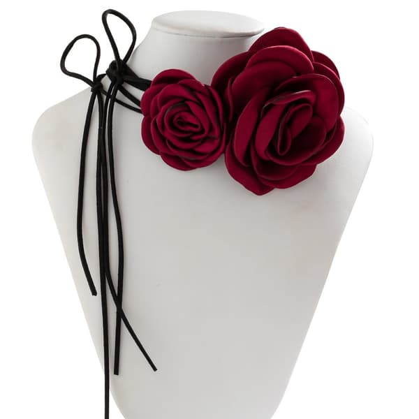 INF Rose Choker Halskjede, Fløyel Rose Kragekjede for kvinner