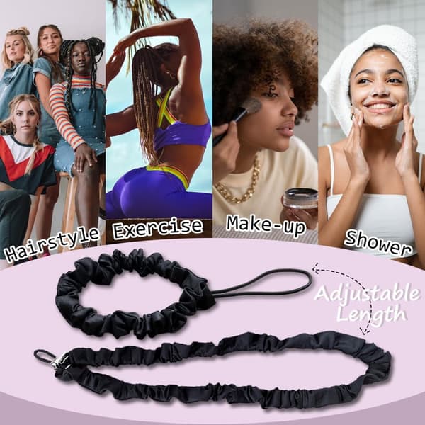 INF Justerbare silke hår scrunchies - 3 stk. Sort
