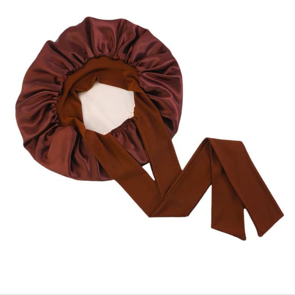 INF Dubbellagers Satin Elastisk Streamer Sovmössa - Kaffe