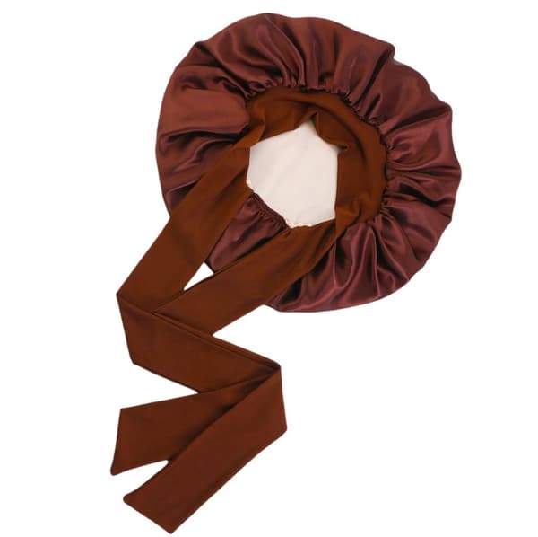 INF Dubbellagers Satin Elastisk Streamer Sovmössa - Kaffe