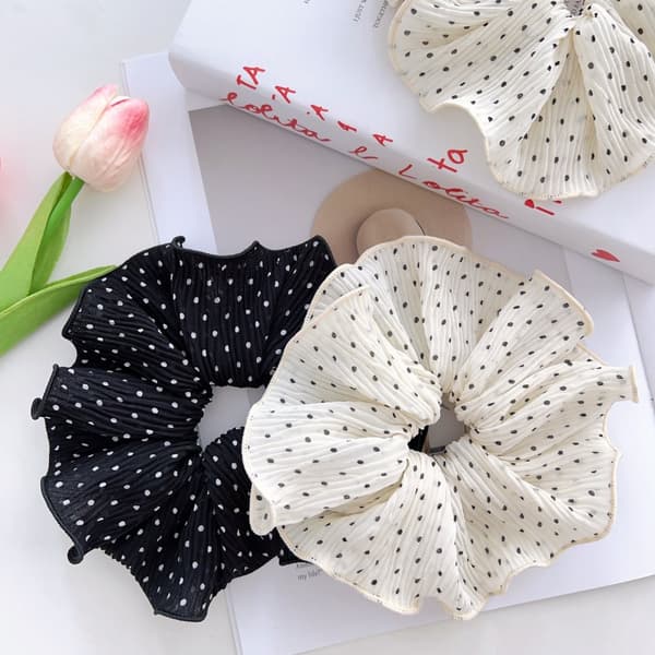 INF Chic Polka Dot Hårstrikker - Svart & Hvitt Sett med 2