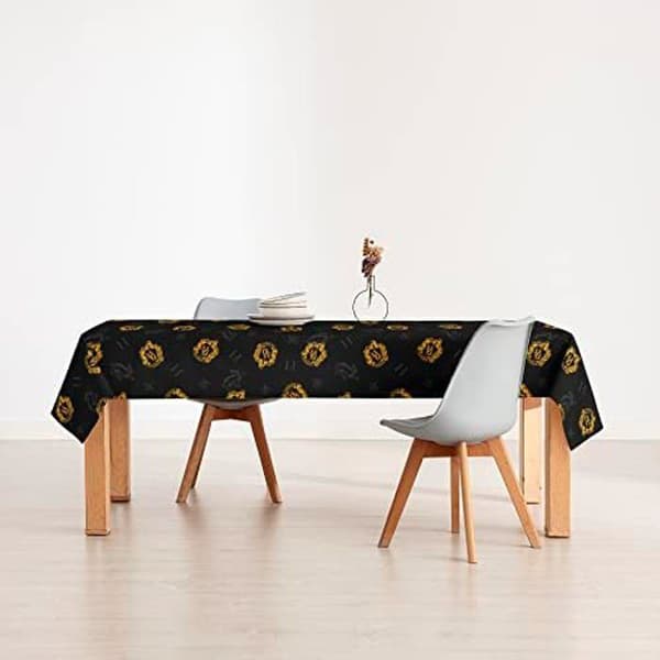 Bordsskiva - BL BELUM - Hufflepuff Shield-modell - Fläckbeständigt harts - Svart - Hållbar och lätt att rengöra