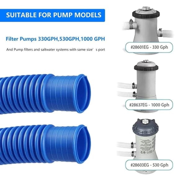 Lollanda Poolslange / Sugeslange 1,5 m med klemmer, 32 mm- Passer til Intex 300-1000 gallon pumpe