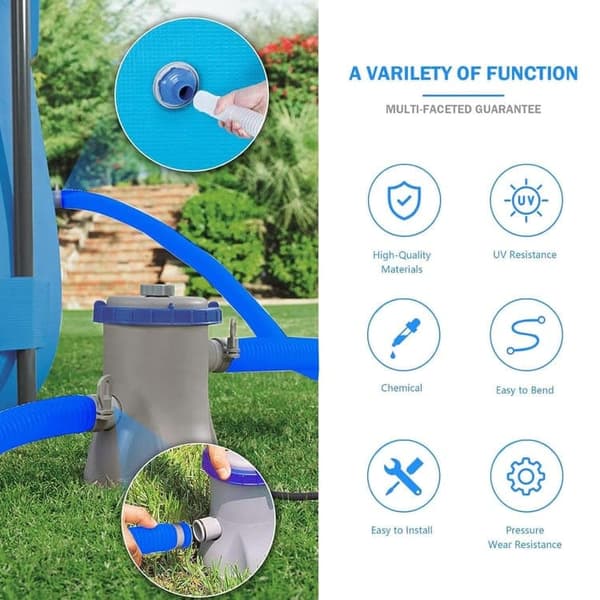 Lollanda Poolslange / Sugeslange 1,5 m med klemmer, 32 mm- Passer til Intex 300-1000 gallon pumpe