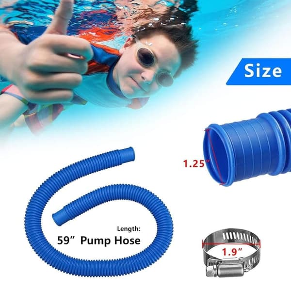 Lollanda Poolslange / Sugeslange 1,5 m med klemmer, 32 mm- Passer til Intex 300-1000 gallon pumpe