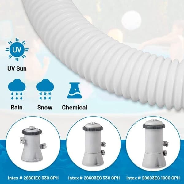 Lollanda Poolslange / Sugeslange 1,5 m med klemmer, 32 mm- Passer til Intex 300-1000 gallon pumpe
