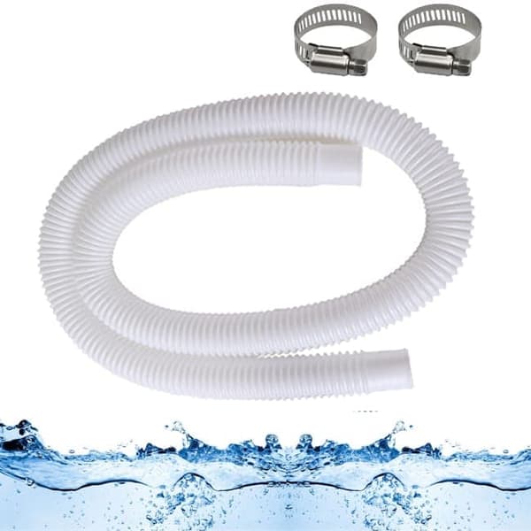 Lollanda Poolslange / Sugeslange 1,5 m med klemmer, 32 mm- Passer til Intex 300-1000 gallon pumpe Hvid