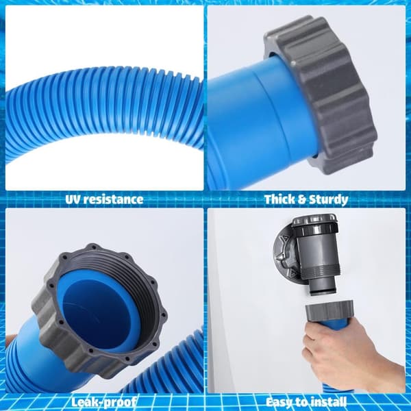 Bomclap 2-pack Poolslang/Poolrengöringsslangar blå 1,5" x 150 cm