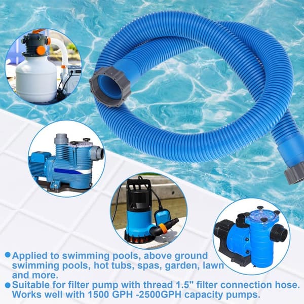 Bomclap 2-pack Poolslang/Poolrengöringsslangar blå 1,5" x 150 cm