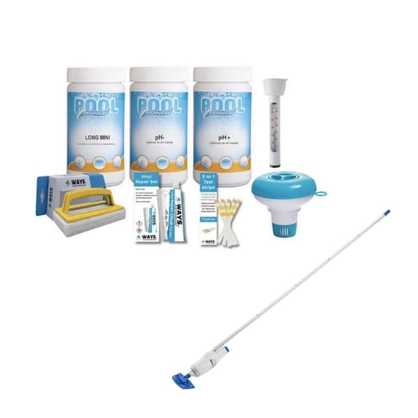 WAYS - Poolunderhåll - Paket Medium & Uppladdningsbar pooldammsugare