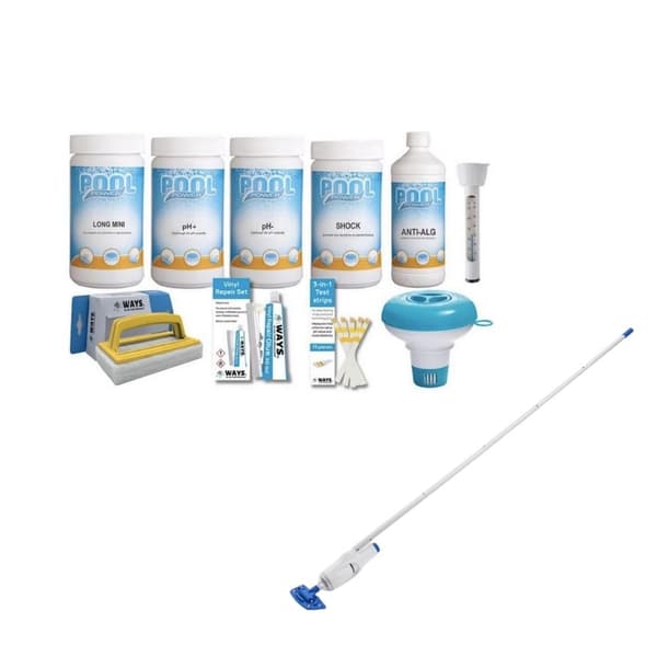 WAYS - Poolunderhåll - Paket Medium Deluxe & Laddningsbar pooldammsugare