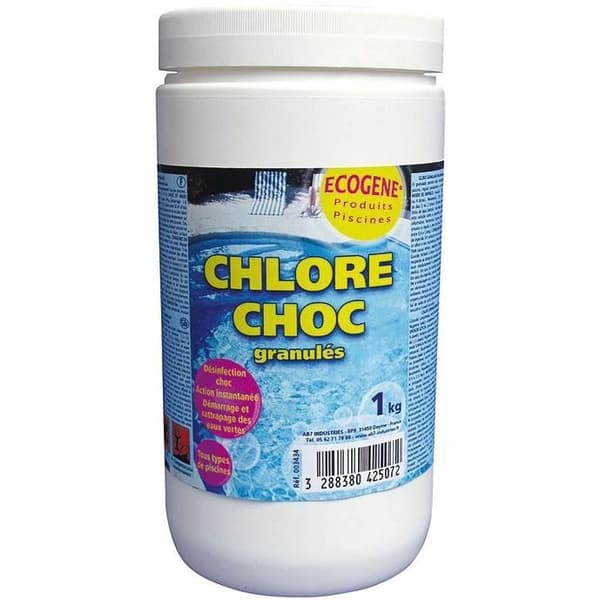 Granuler klor chock - ECOGENE - 1 Kg - Tar bort effektivt alger - Vattbehandling