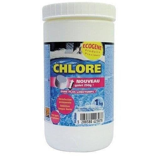 Tabletterna 200 g klor långsam - hink 1 kg - ECOGENE - Fullständig skötsel av din pool