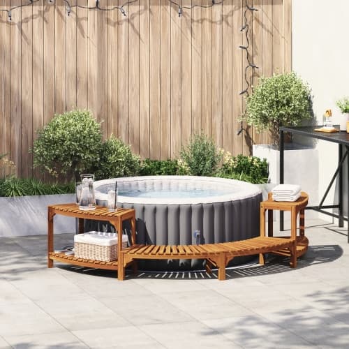 Bubbelbad Område Halvrund 252x111.5x55.5 cm Massivt Akaciaträ