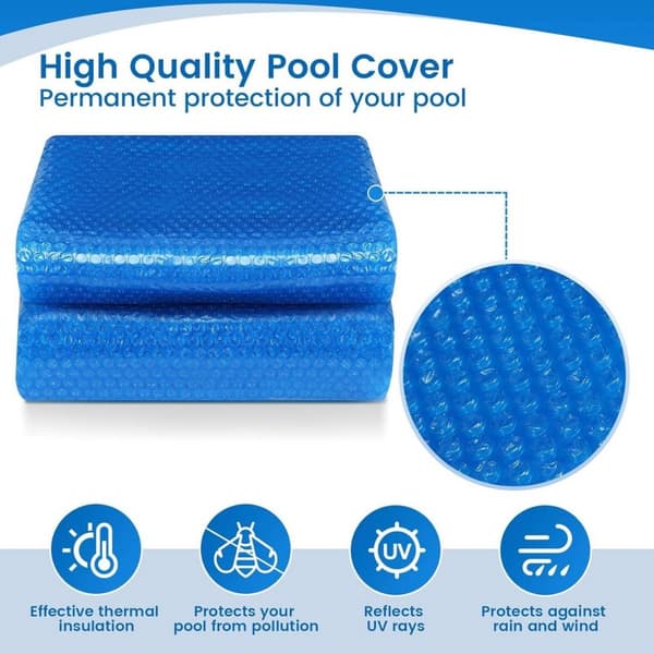Rootz Solar Pool Cover - Miljøvenligt pooltæppe - UV-resistent overtræk - Energibesparende, Vandbesparende, Snavsbeskyttelse - Tilgængelige tilpassede