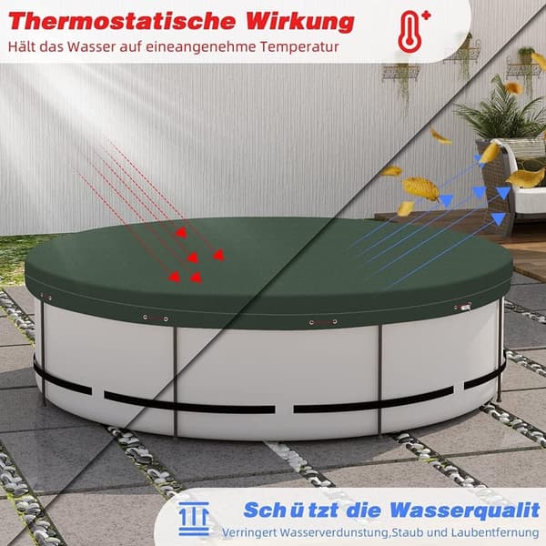 Rootz Premium Poolskydd - Poolskydd - Poolpresenning - Hållbar, UV- och algskydd, Skräpskydd - Flera storlekar (305 cm till 610 cm diameter)