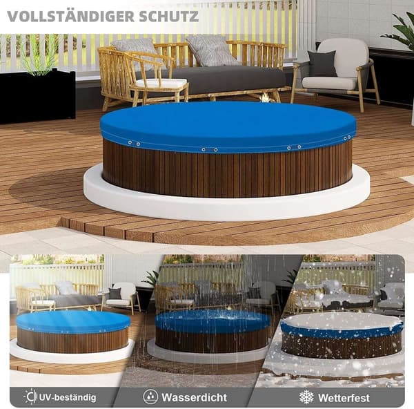 Rootz Ultimate Pool Cover - Beskyttende Cover - Vejrbestandig presenning - Holdbar 200gsm PE - Alger & UV-beskyttelse - Nem installation - Flere størr