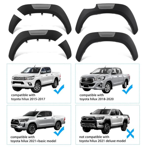 Toyota Hilux Muddkasser, Nem Installation, Mat Sort Finish,2015-2024