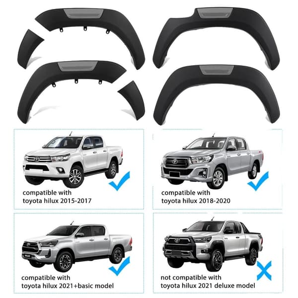 Toyota Hilux -lokasuojat, helppo asennus, mattamusta viimeistely,2015-2024