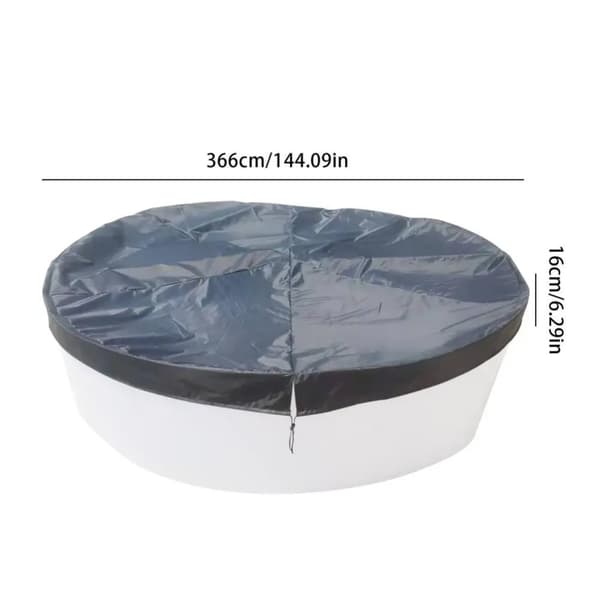 Taitettava pyöreä uima-allaspeite, koko 366cm, kestävä PVC-materiaali,Musta, 366 senttimetriä