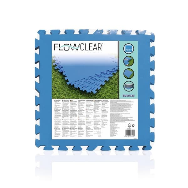 Poolfliser - Bestway - 50 cm x 50 cm - 4m² - 16 fliser & WAYS skrubbebørste