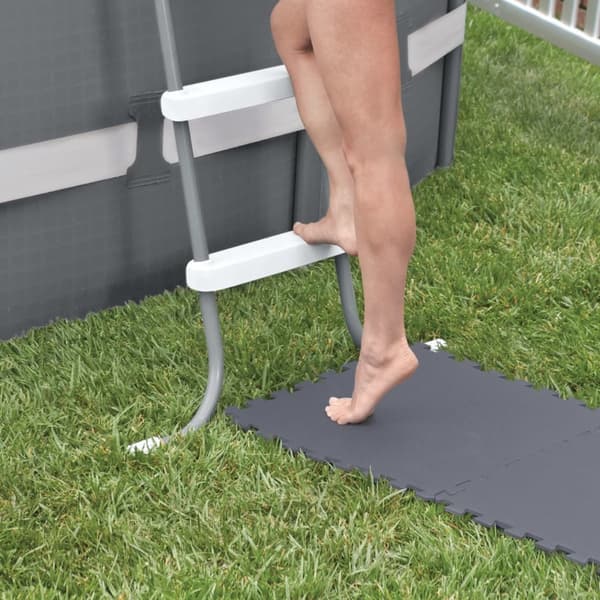 Poolfliser - Intex - Grå - 2 pakker med 8 fliser - 4m² & WAYS skrubbebørste