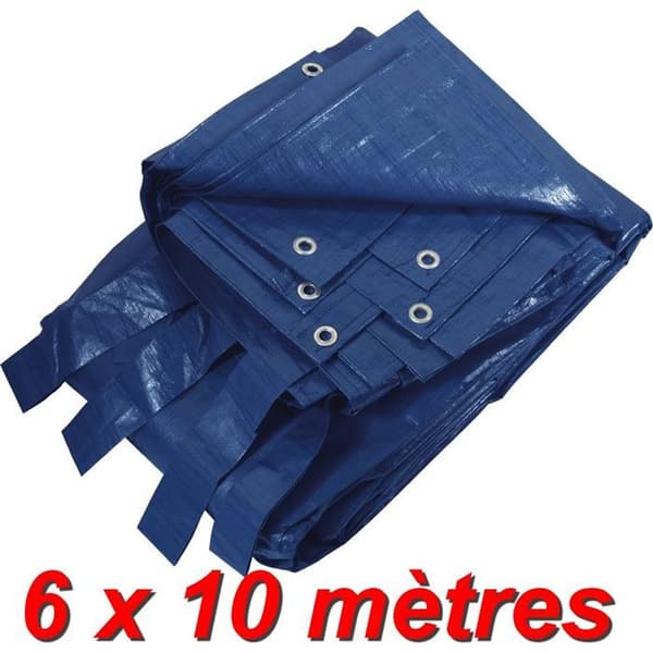 Rektangulärt presenningskåpa - Märke - 6x10m - Blå - Anti-UV - Dräneringsnät