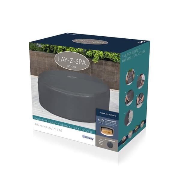 Termisk lock för runda spa 1,80 m x 66 cm, kompatibelt med integrerade pumpar och externa pumpar, Energysense , vattentät